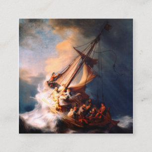 Carte De Visite Carré La Tempête Sur La Mer De Galilée Peignant Rembra