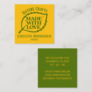Carte De Visite Carré Label de Nature - FAIT AVEC AMOUR - FEUILLE 1