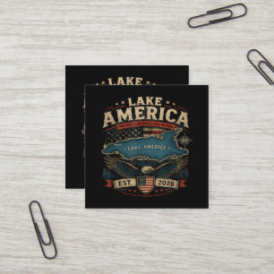 Carte De Visite Carré Lac Amérique États-Unis Auparavant Drôle Patriotiq