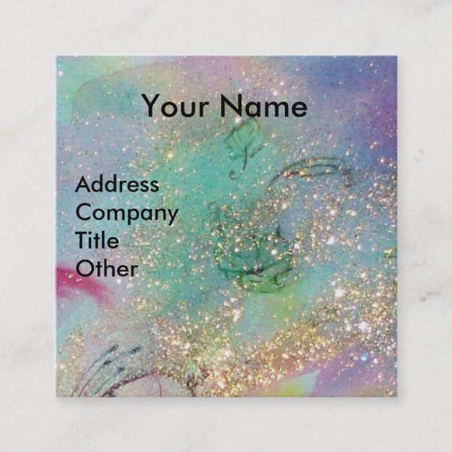 Carte De Visite Carré LADY BLUE MASK Artiste maquillage de beauté Green  (Devant)