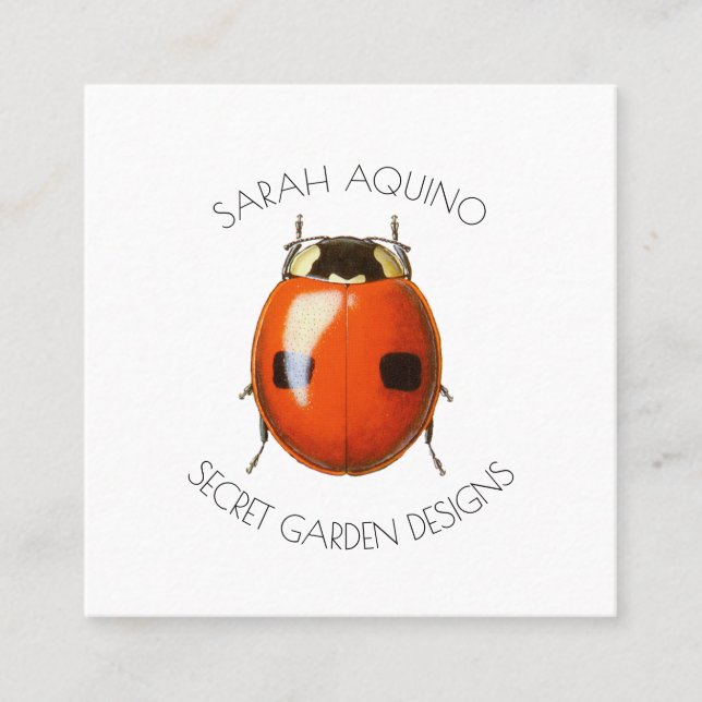 Carte De Visite Carré Ladybug Gardener Ou Paysagiste (Devant)