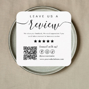 Carte De Visite Carré Laisser-Nous Un Avis Social Media Qr Code Logo Bla