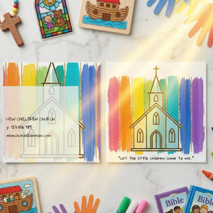 Carte De Visite Carré Laissez les petits enfants venir à moi, église des