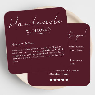 Carte De Visite Carré Laissez-Nous Un Avis Fait À La Main Avec Amour Bou