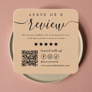 Carte De Visite Carré Laissons-nous un avis Social Media Qr Code Logo Ru