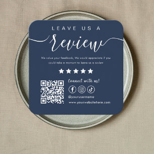 Carte De Visite Carré Laissons-nous un avis Social Media Qr Code Marine 