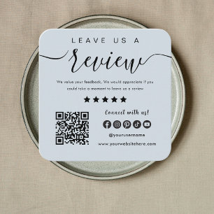 Carte De Visite Carré Laissons-nous un commentaire Qr Code Social Media 