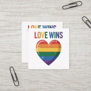 Carte De Visite Carré L'amour gagne LGBT Fierté Gay Égalité