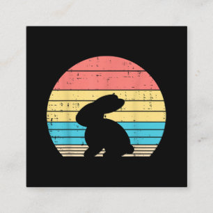Carte De Visite Carré Lapin Lapin de Pâques Silhouette Coucher de solei