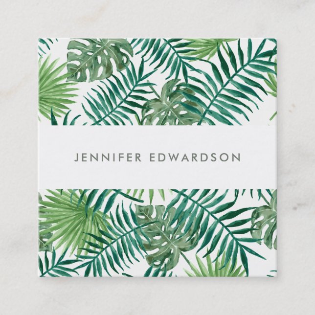 Carte De Visite Carré L'aquarelle tropicale moderne part du (Devant)