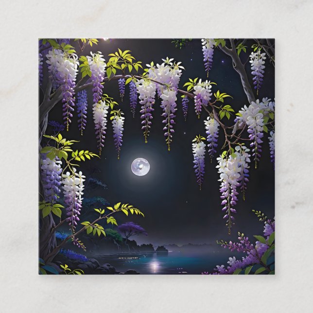 Carte De Visite Carré L'art japonais paisible de Wisteria avec bl (Devant)