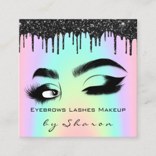 Carte De Visite Carré Lash Eyebrow Black Drivers 6 Punches Code QR Logo