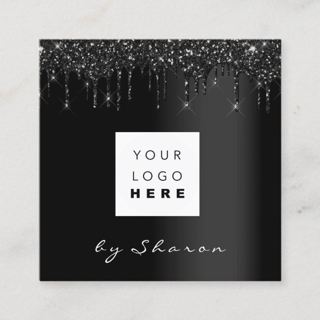 Carte De Visite Carré Lashes à ongles Black Drives 6 Punches Custom Logo (Devant)