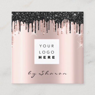 Carte De Visite Carré Lashes à ongles Black Drives 6 Punches Logo Rose