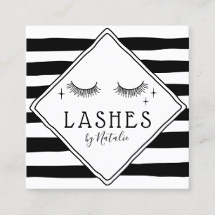 Carte De Visite Carré Lashes Artiste maquillage Cute Main Dessinée Stri