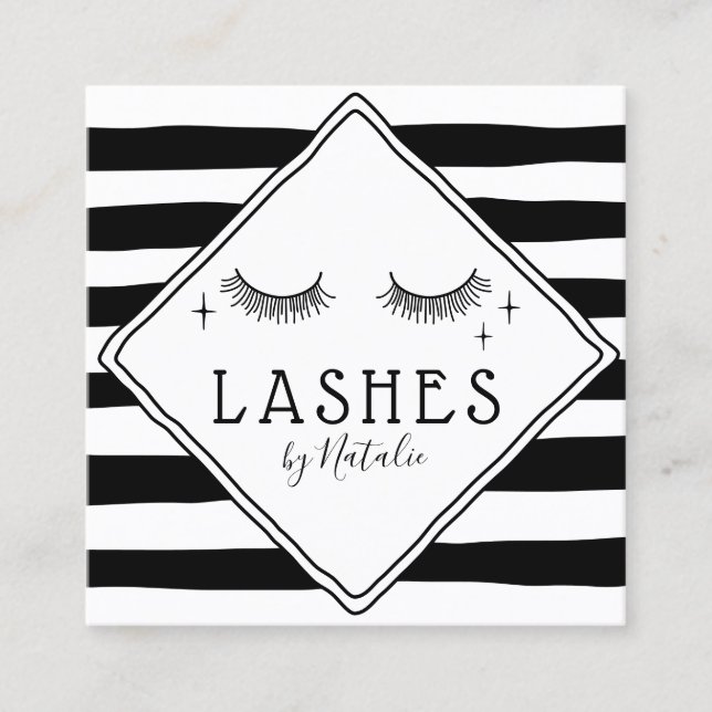 Carte De Visite Carré Lashes Artiste maquillage Cute Main Dessinée Strip (Devant)