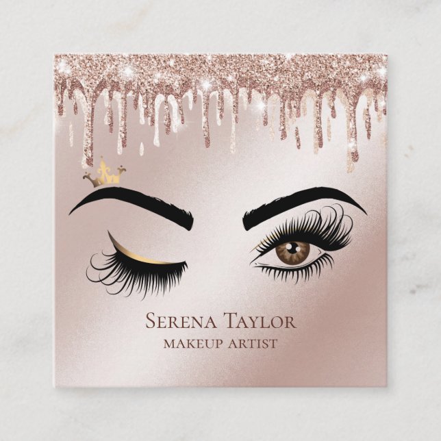 Carte De Visite Carré Lashes Gold Lashes Beauté Maquillage Fille Lash (Devant)