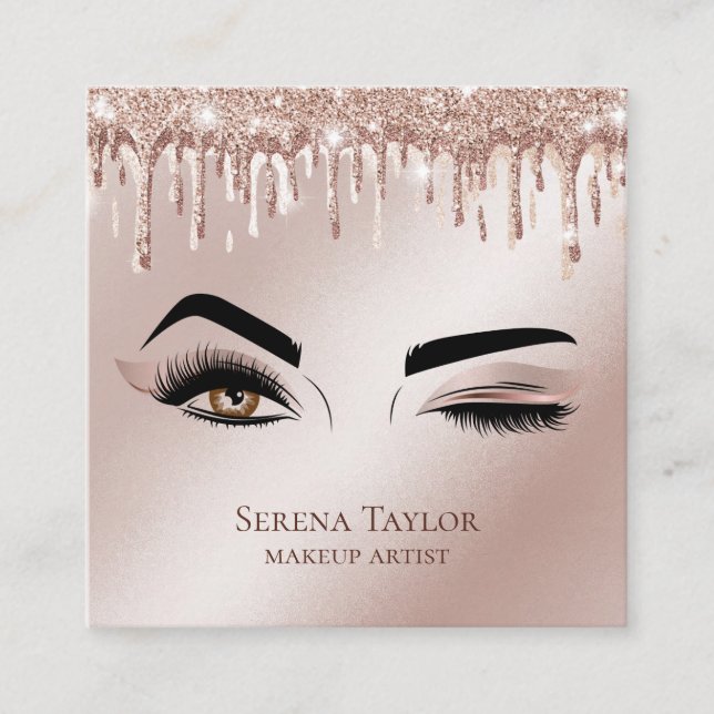 Carte De Visite Carré Lashes Gold Lashes Beauté Maquillage Fille Lash (Devant)