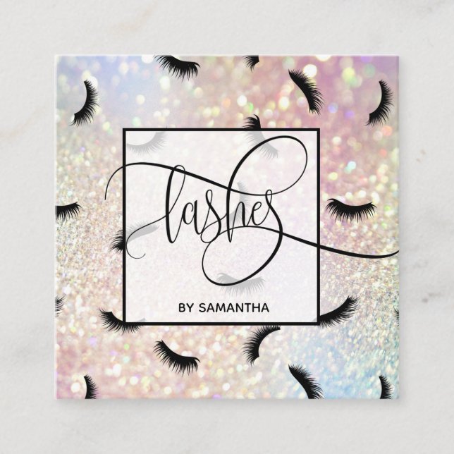Carte De Visite Carré Lashes Motif Beaucoup de Lashes Eyelash Artiste La (Devant)