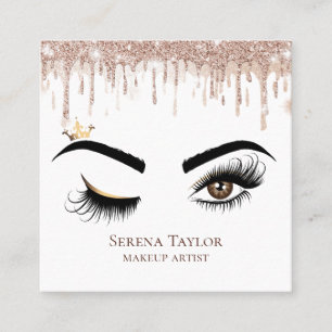 Carte De Visite Carré Lavage de gouttelettes d'or Lash de maquillage de 