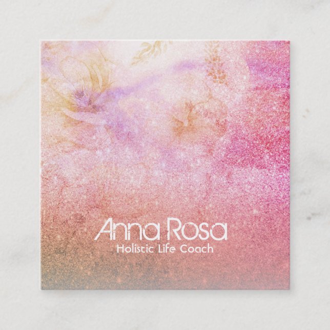 Carte De Visite Carré Lavande florale de parties scintillantes (Devant)