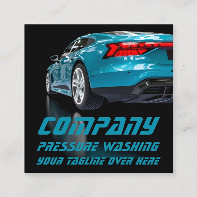 Carte De Visite Carré Lave-linge de voiture mobile à pression noire mode (Devant)