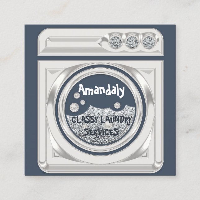 Carte De Visite Carré Lave-linge Lave-linge Nettoyage à domicile Code QR (Devant)