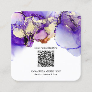 Carte De Visite Carré *~* LAVENDER QR CODE Yummy Gold Bold AP29