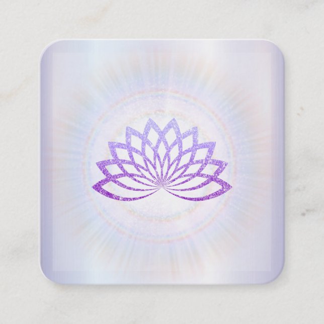 Carte De Visite Carré *~* Lavender Rays Reiki Energy Healing Lotus (Devant)
