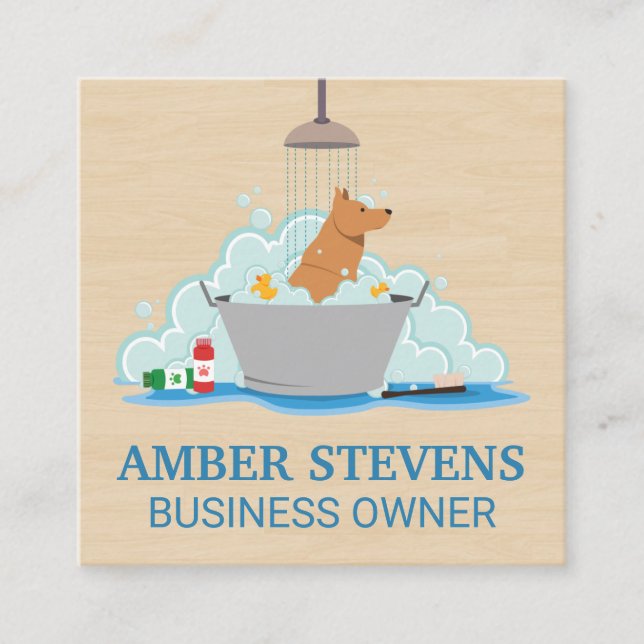 Carte De Visite Carré Laver le chien (Devant)