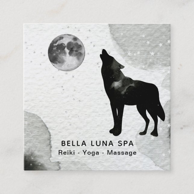 Carte De Visite Carré Le loup cosmique d'hurlement de *~* tient le (Devant)