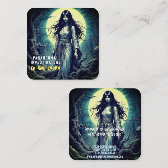 Carte De Visite Carré Le Paranormal Enquêteur Haunted Ghost (Devant / Derrière)