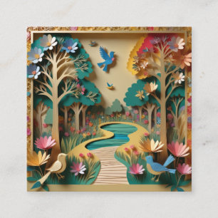 Carte De Visite Carré Le patch papier 3d couleur or détaillé