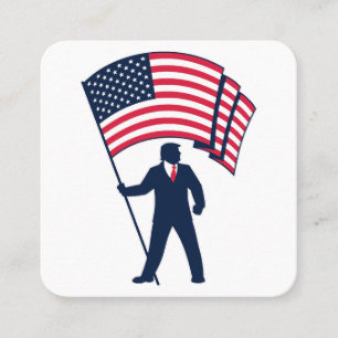 Carte De Visite Carré Le président Trump porte le drapeau des États-Unis