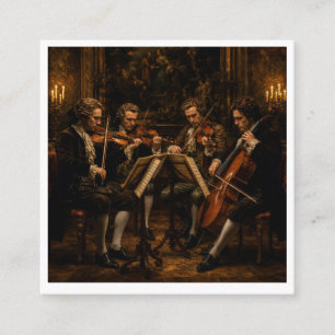 Carte De Visite Carré Le Quatuor à Cordes Classique - Peinture à l'Huile