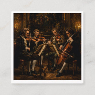 Carte De Visite Carré Le Quatuor à Cordes Classique - Peinture à l'Huile