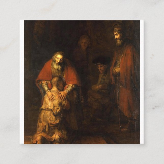 Carte De Visite Carré Le retour du Rembrant de peinture du fils prodigue (Devant)