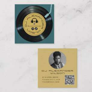Carte De Visite Carré Lecteur vinyle DJ Midnight Green Photo QR