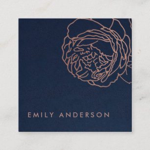 CARTE DE VISITE CARRÉ L'ÉLÉGANT ROYAL NAVY BLUSH ROSE GOLF FLORAL