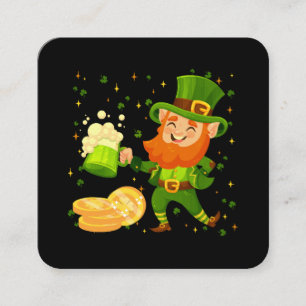 Carte De Visite Carré Leprechaun Boire Bière St. Patrick's Day