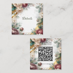 Carte De Visite Carré Les détails de mariage floral de jardin secret dor