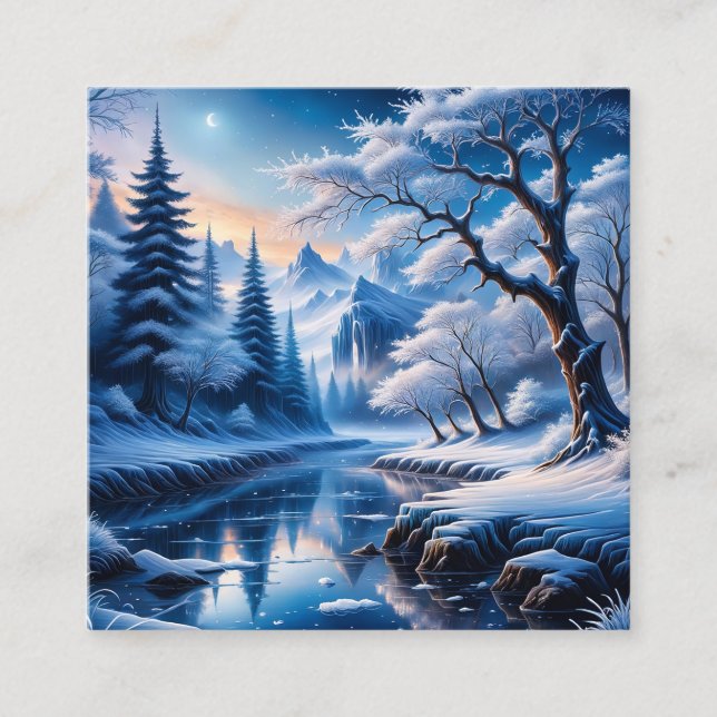 Carte De Visite Carré Les hivers Frosty Stardust sont magiques. L'air es (Devant)