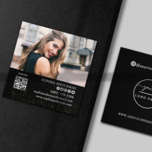 Carte De Visite Carré Les médias sociaux modernes ajouter votre logo ph