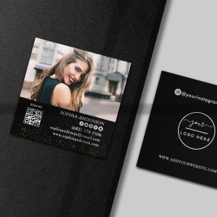 Carte De Visite Carré Les médias sociaux modernes ajouter votre logo pho