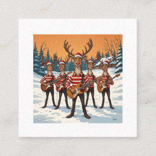 Carte De Visite Carré « Les rennes jouant de la guitare pour Noël » appo