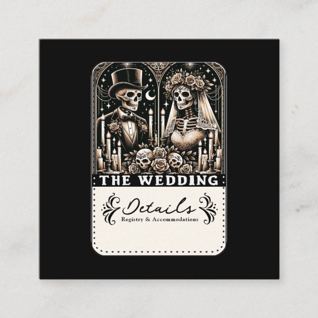 Carte De Visite Carré LES SQUELETTES DU TAROT DU MARIAGE Mariée & Marié (Devant)