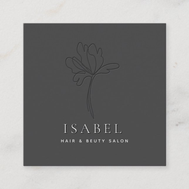 Carte De Visite Carré Letterpress professionnel abstrait code Qr floral (Devant)