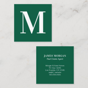 Carte De Visite Carré LETTRE CHASSEZ VERT ET BLANC CHASSEZ UNIQUE MONogr