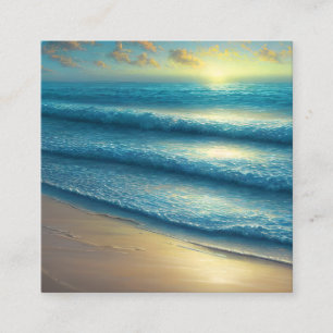 Carte De Visite Carré Lever du soleil du matin au-dessus d'une plage dés
