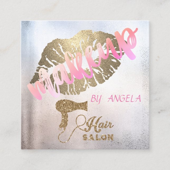 Carte De Visite Carré Lèvres de Parties scintillant professionnelles mod (Devant)